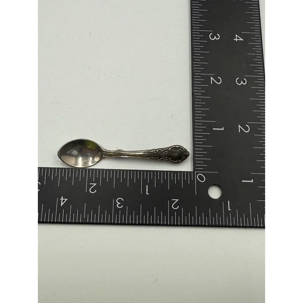 Vintage‎ Sterling Silver Spoon Pin Brooch Ornate Floral N.N. Shah Inscription